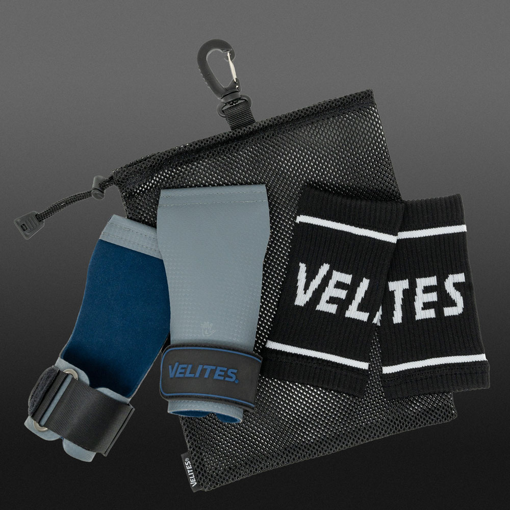 Detailansicht der komfortablen Innenfläche des grauen Velites Quad Ultra Hand Grip. Reduziert Reibung und beugt offenen Händen vor.