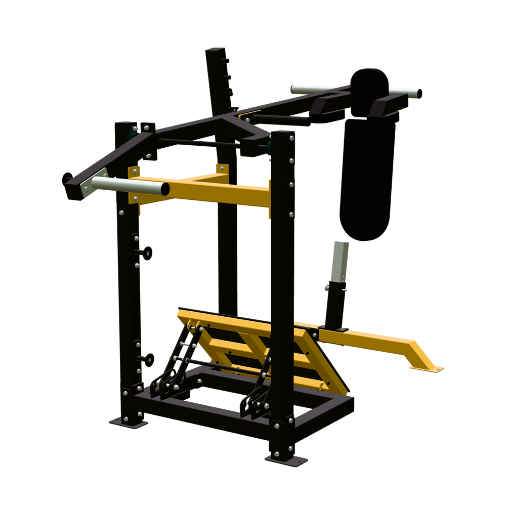 Athlet nutzt die Pendulum Squat Maschine für Squats
