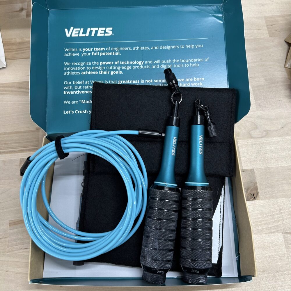 Outlet: Velites Grenzenloses Springseil Blau inkl. Tasche, Zusatzgewichte (2x100g, 2x50g, 2x200g) und Standard Kabel 4mm