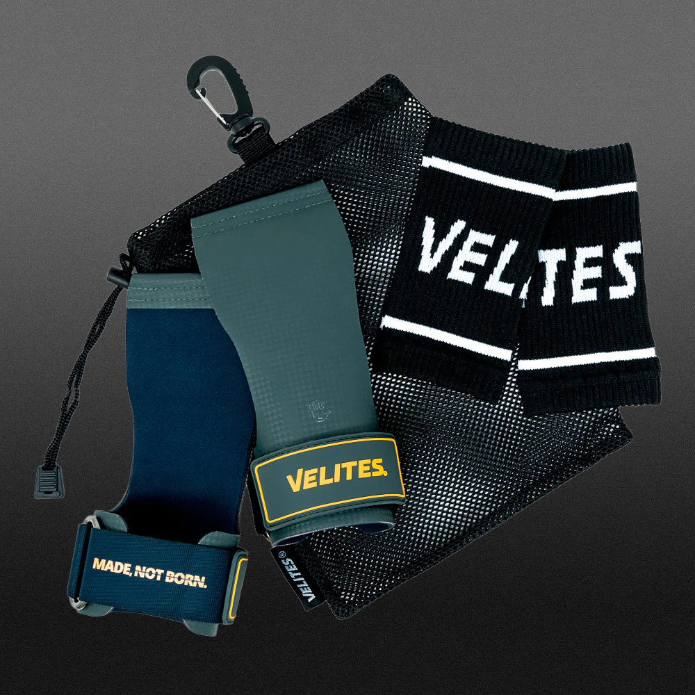 Dunkelgrüne Aufbewahrungstasche für Velites Hand Grips und Schweißbänder. Perfekter Begleiter für das Fitnessstudio